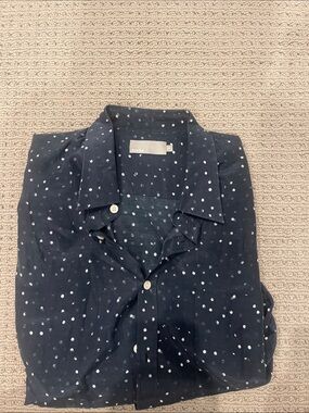 Vince Navy Blue Polka Dot Button-Down Shirt